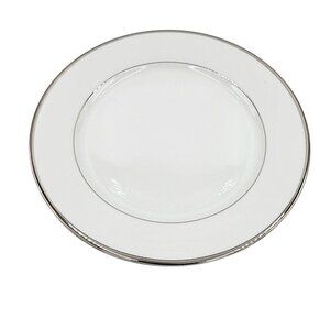 2 Mikasa Classic Platinum Rimmed Soup Pasta Bowls Wide Rim White Platinum L3202